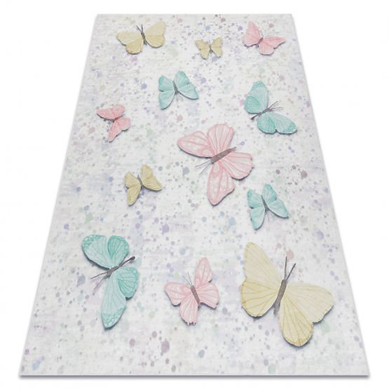 Tapis de lavage BAMBINO 1610 Papillons pour enfants antidérapant - crème