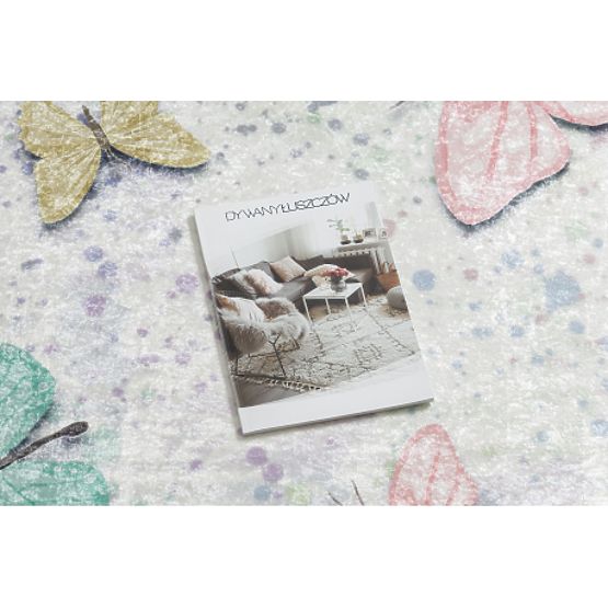 Tapis de lavage BAMBINO 1610 Papillons pour enfants antidérapant - crème