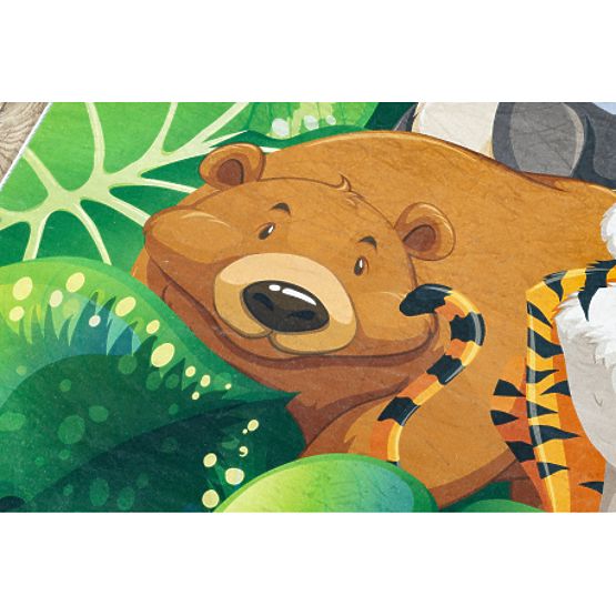 Tapis de lavage BAMBINO 2651 Animaux, jungle pour enfants antidérapant - vert / marron