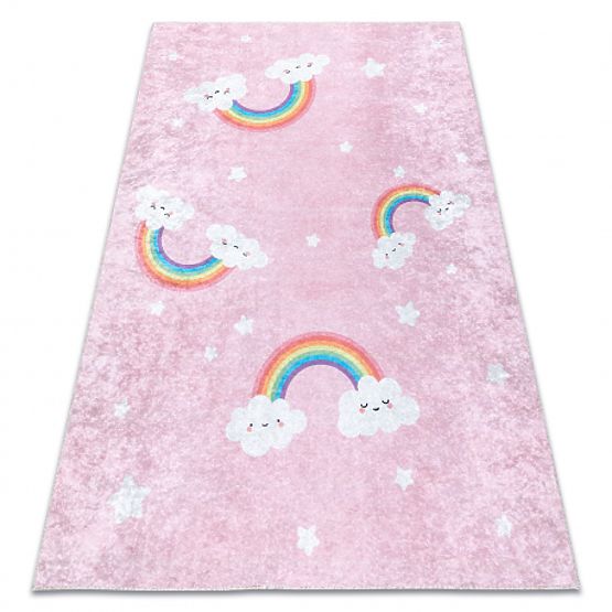 Tapis de lavage JUNIOR 52063.802 Arc-en-ciel, nuages pour enfants antidérapant - rose