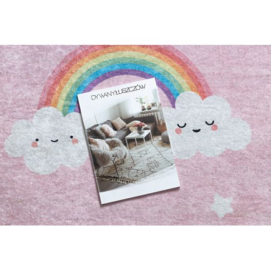 Tapis de lavage JUNIOR 52063.802 Arc-en-ciel, nuages pour enfants antidérapant - rose