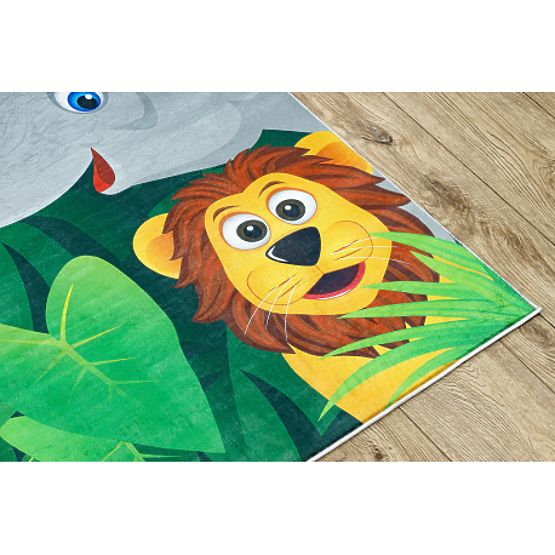 Tapis de lavage pour enfants BAMBINO 2705 Animaux, Afrique antidérapant - vert / marron