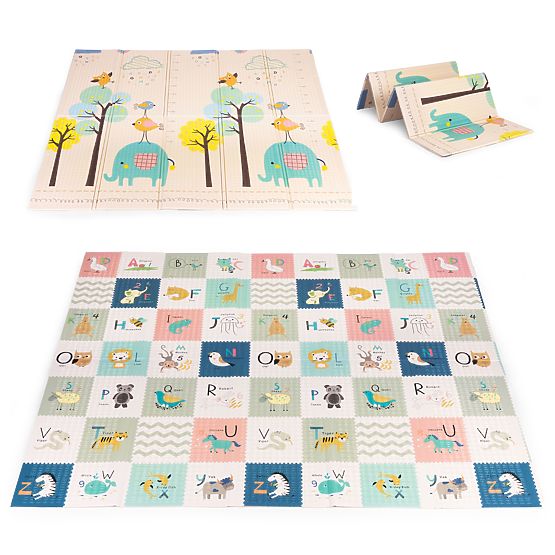 Tapis en mousse pour enfants 200x180 cm éducatif réversible pliable échelle de croissance alphabet E