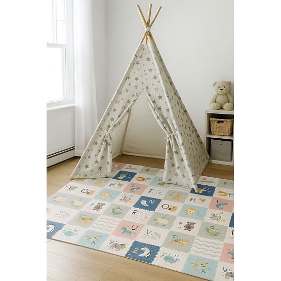 Tapis en mousse pour enfants 200x180 cm éducatif réversible pliable échelle de croissance alphabet E
