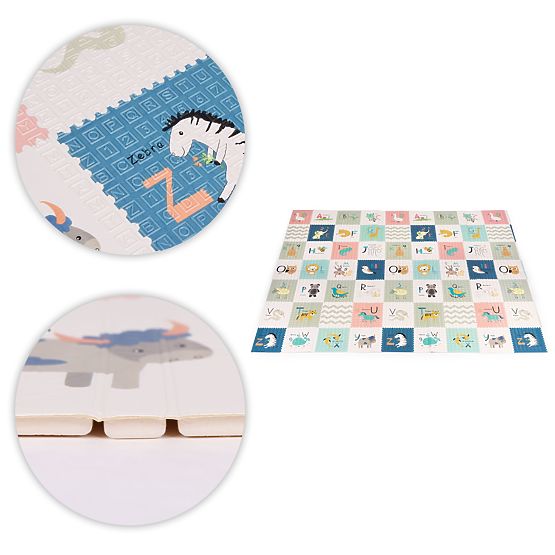 Tapis en mousse pour enfants 200x180 cm éducatif réversible pliable échelle de croissance alphabet E