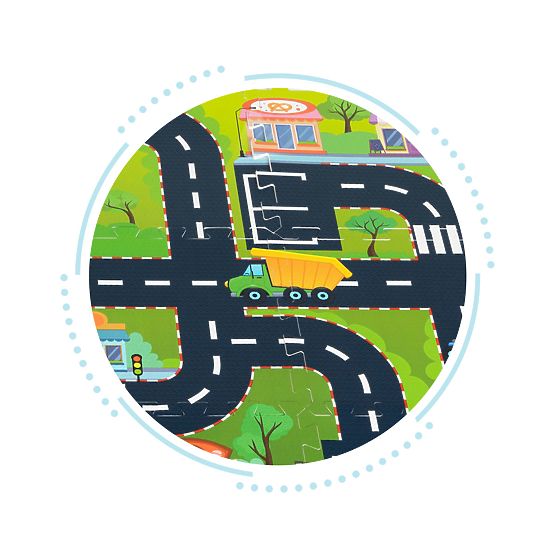Tapis en mousse pour enfants puzzle ville rues routes IPLAY
