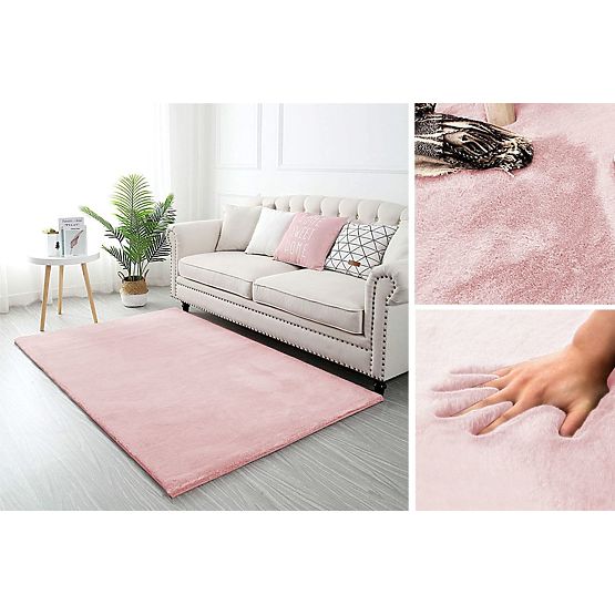 Tapis en soie de lapin - rose