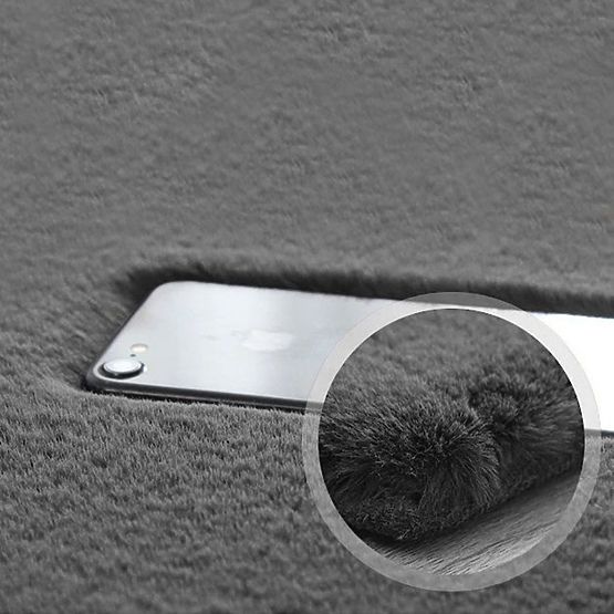 Tapis en soie de lapin - gris foncé