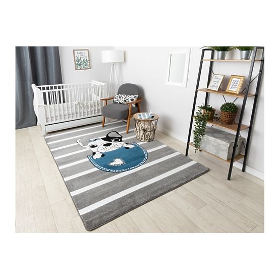 Tapis enfant PETIT - Bulldog - gris-blanc