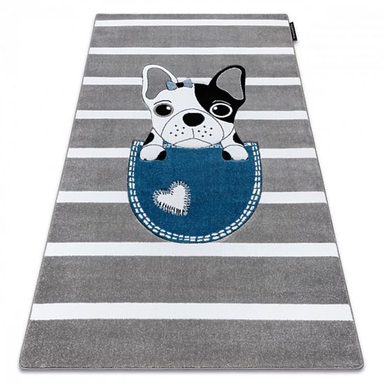 Tapis enfant PETIT - Bulldog - gris-blanc