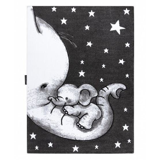Tapis enfant PETIT - Éléphant - gris-blanc