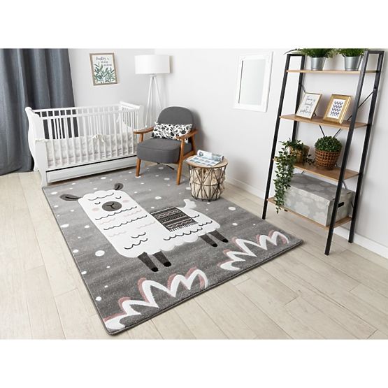 Tapis enfant PETIT - Lama - gris