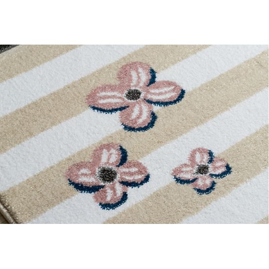 Tapis enfant PETIT - Oiseaux - beige-blanc