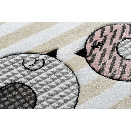 Tapis enfant PETIT - Oiseaux - beige-blanc