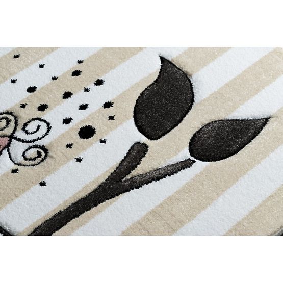 Tapis enfant PETIT - Oiseaux - beige-blanc