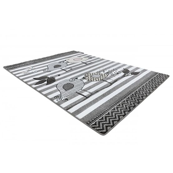 Tapis enfant PETIT - Oiseaux - gris-blanc