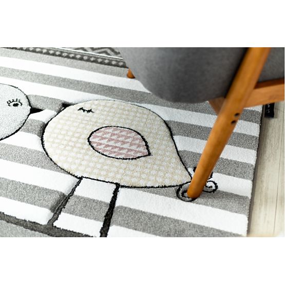 Tapis enfant PETIT - Oiseaux - gris-blanc
