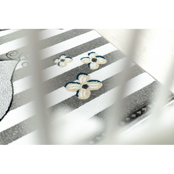 Tapis enfant PETIT - Oiseaux - gris-blanc