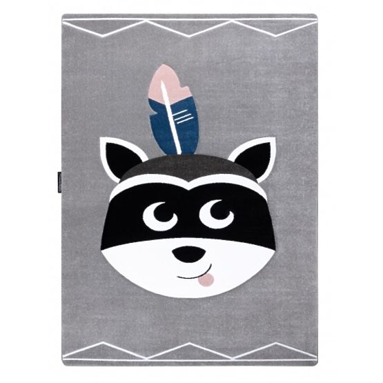 Tapis enfant PETIT - Raton laveur - gris