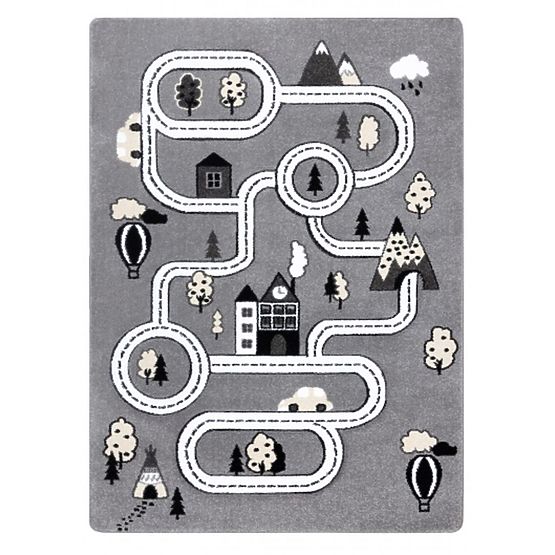 Tapis enfant PETIT - Ville et route - gris