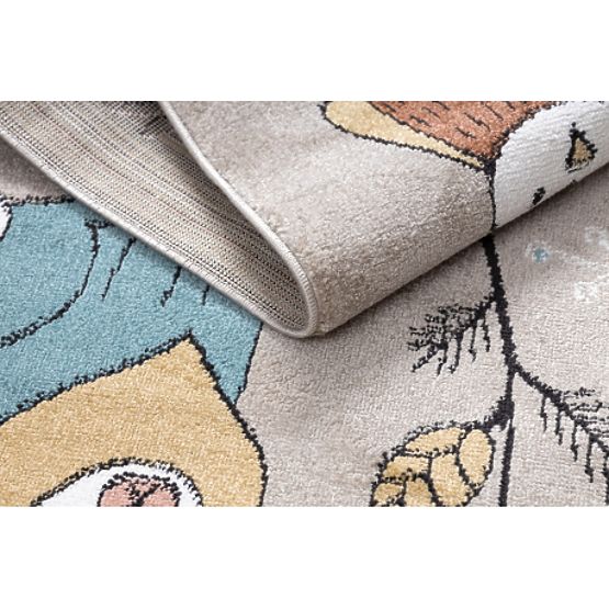 Tapis FUN Forester pour enfants, animaux, forêt beige