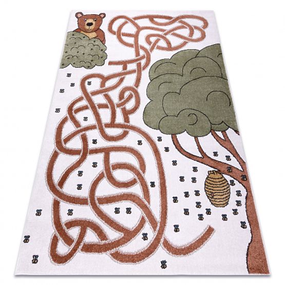 Tapis FUN Honey pour enfants, ours, abeilles crème