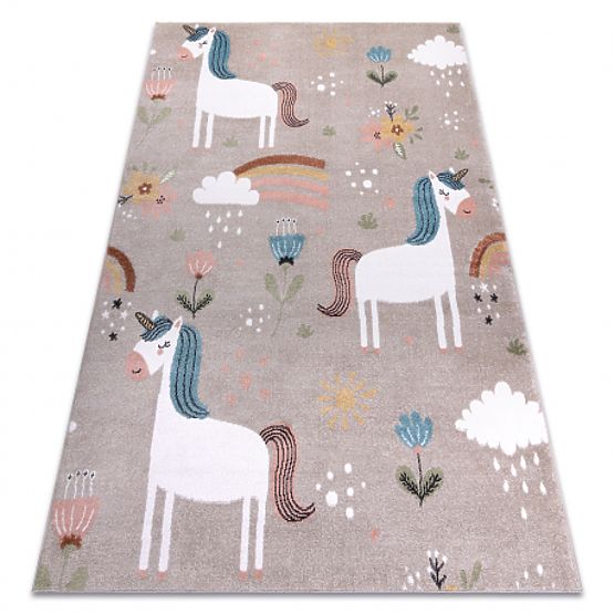 Tapis FUN Sweety pour enfants, licorne, arc-en-ciel beige