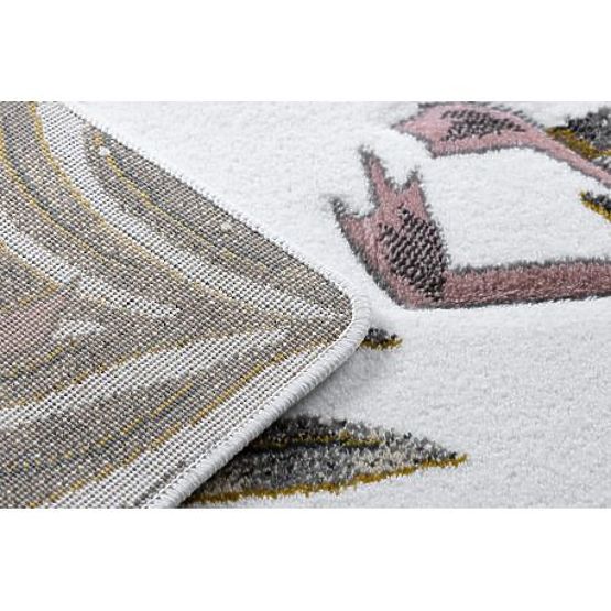 Tapis JARDIN, FLAMANTS ROSES, FEUILLES DE MONSTERA, crème