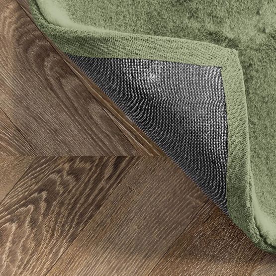 Tapis lapin en soie - vert olive