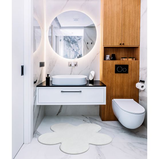 Tapis lavable SHAPE 3106 Fleur Shaggy - ivoire pelucheux, antidérapant