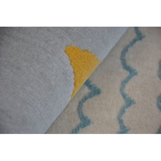 Tapis PASTEL 18409/652 - Nuage cœur OISEAU Gris CRÈME turquoise