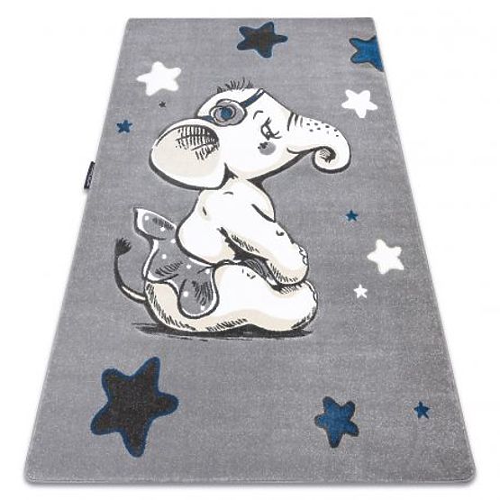 Tapis PETIT ELEPHANT ÉLÉPHANT, ÉTOILES, gris