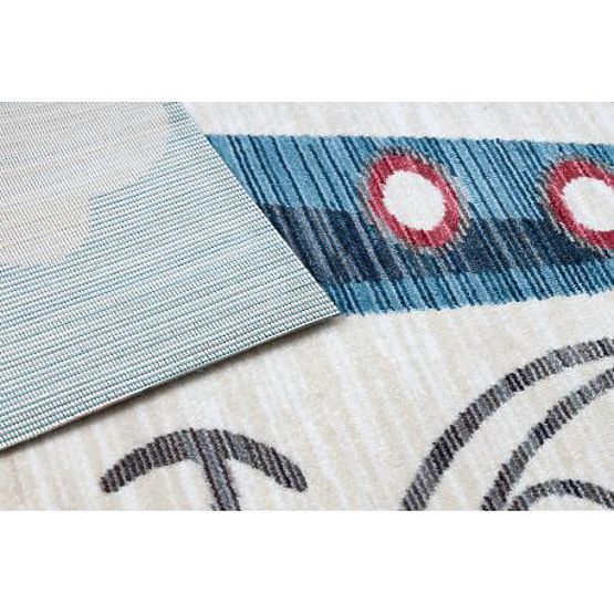 Tapis pour enfants moderne TOYS 75320 AVION, effet 3D, forme irrégulière, bleu, turquoise, crème