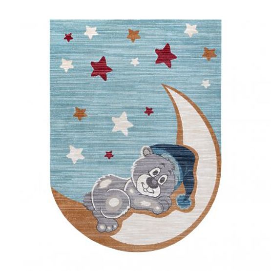 Tapis pour enfants moderne TOYS 75322 OURSON, forme irrégulière, bleu, turquoise, crème