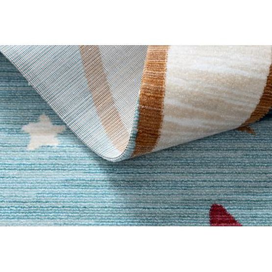 Tapis pour enfants moderne TOYS 75322 OURSON, forme irrégulière, bleu, turquoise, crème