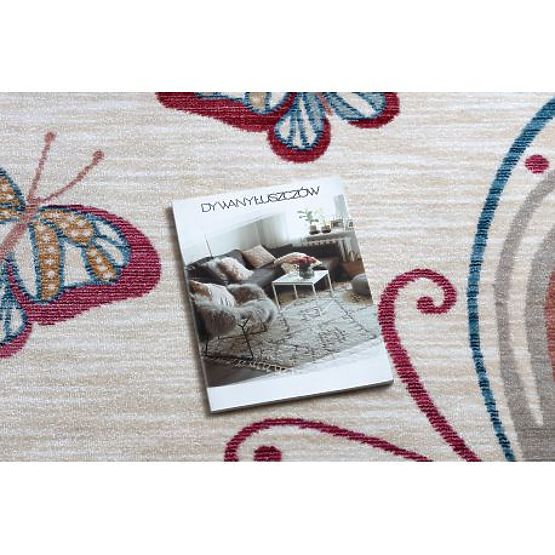 Tapis pour enfants moderne TOYS 75326 PAPILLON, forme irrégulière, crème, rouge fuchsia