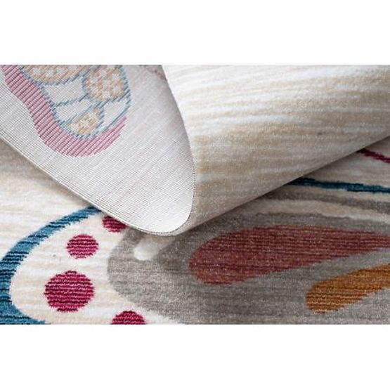 Tapis pour enfants moderne TOYS 75326 PAPILLON, forme irrégulière, crème, rouge fuchsia