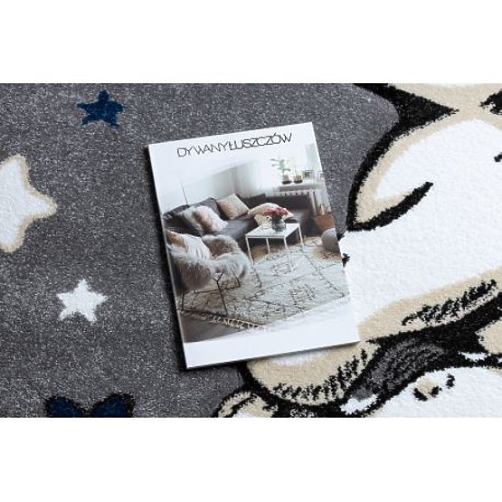 Tapis rond PETIT ÉLÉPHANT, ÉTOILES, gris