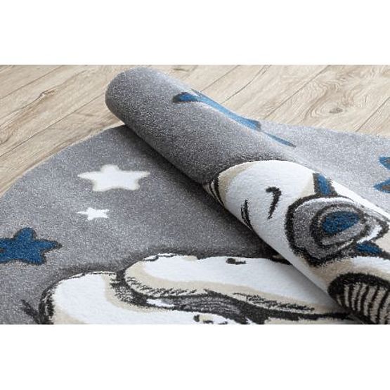 Tapis rond PETIT ÉLÉPHANT, ÉTOILES, gris