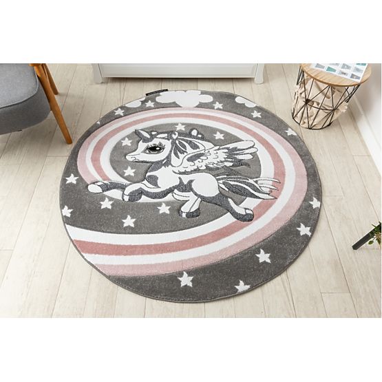 Tapis rond PETIT - Licorne - gris