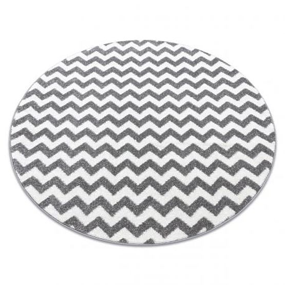 Tapis rond SKETCH - F561 Zigzag, gris blanc