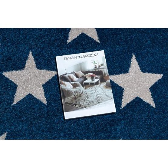 Tapis rond SKETCH - FA68 Trèfle marocain, Grille, bleu blanc - Étoiles