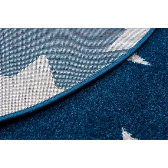 Tapis rond SKETCH - FA68 Trèfle marocain, Grille, bleu blanc - Étoiles