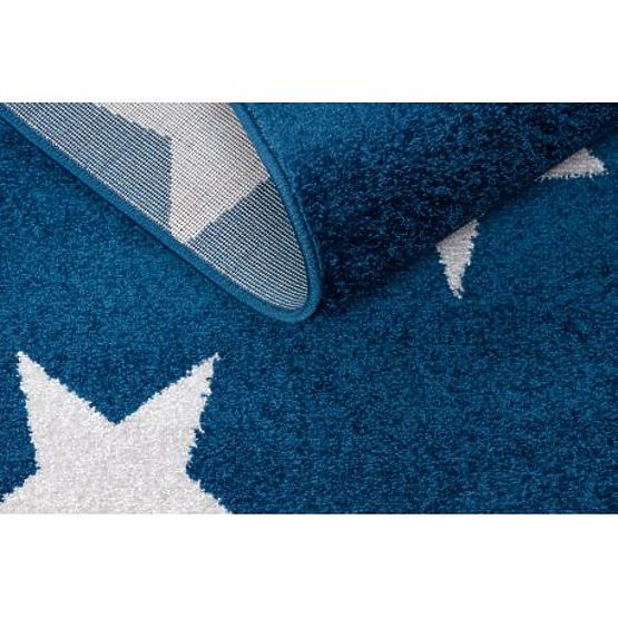 Tapis rond SKETCH - FA68 Trèfle marocain, Grille, bleu blanc - Étoiles