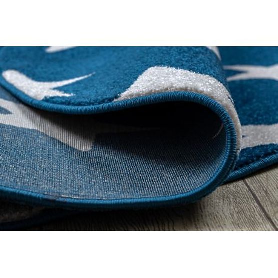 Tapis rond SKETCH - FA68 Trèfle marocain, Grille, bleu blanc - Étoiles