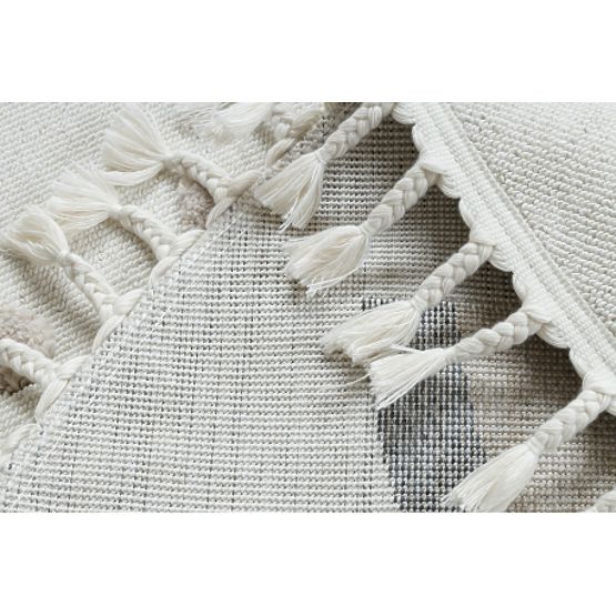 Tapis rond YOYO EY78 blanc / beige - Nuage, Arc-en-ciel, points pour enfants, structurel, sensoriel 