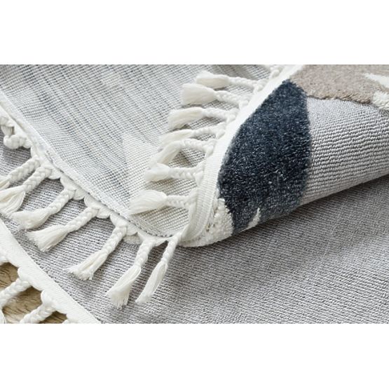 Tapis rond YOYO EY81 gris / blanc - Ours, montagnes pour enfants, structurel, sensoriel Franges