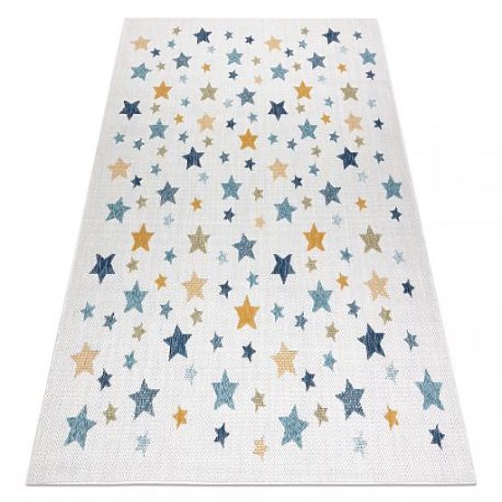 Tapis SISAL COOPER Étoiles 22260 écru / bleu foncé