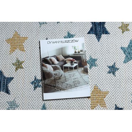 Tapis SISAL COOPER Étoiles 22260 écru / bleu foncé