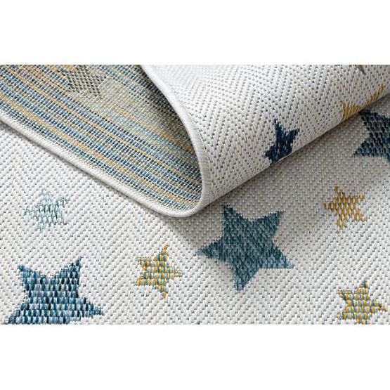 Tapis SISAL COOPER Étoiles 22260 écru / bleu foncé